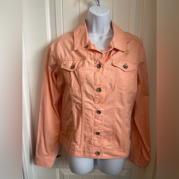 Sonoma NWT Lightweight Peach Jean Jacket w/ Long Sleeves, Size L - Picture 2 of 7